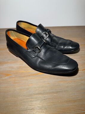 Magnanni Black Leather Bit Loafers 11.5